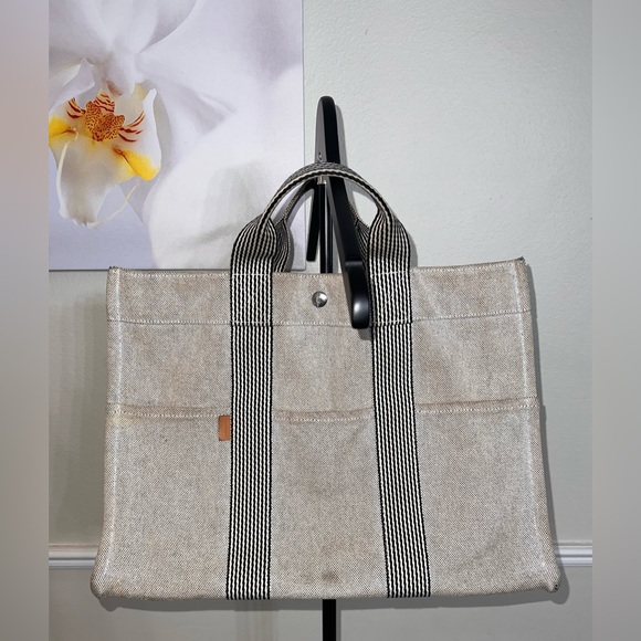 Hermès Authentic Paris Fourre Tout MM Gray Canvas Tote Hand Bag! - Picture 8 of 15